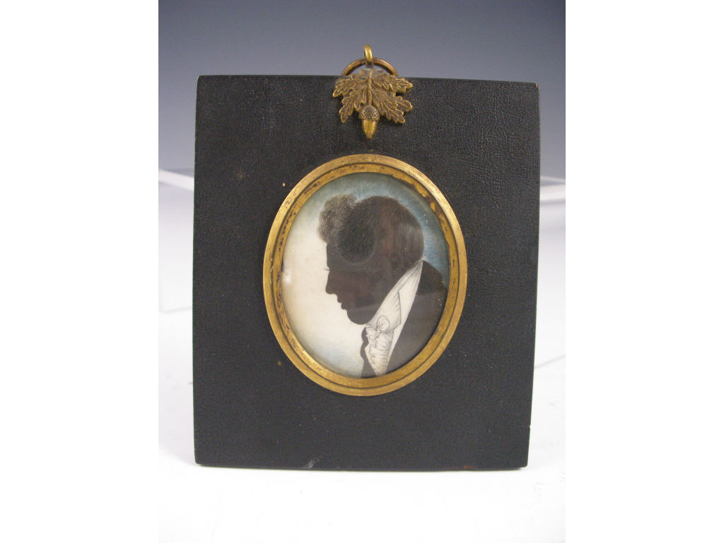 Appraisal: Miniature Silhouette of a Gentleman c painting on ivory of