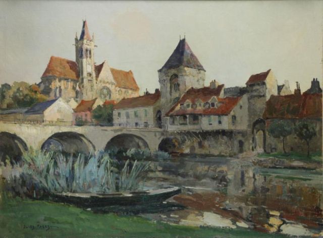 Appraisal: PAGES Jules Oil on Canvas Old Town of Moret Signed