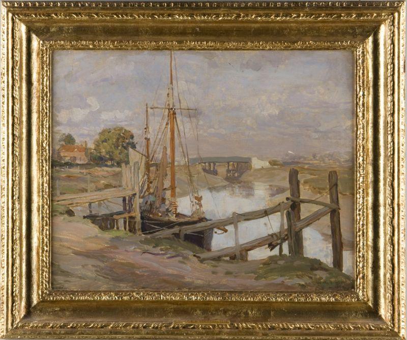 Appraisal: William R S Stott Br fl - Harbor oil on