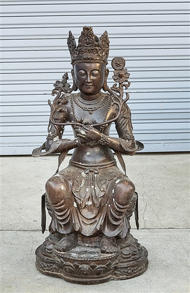 Appraisal: Chinese bronze seated Guanyin mark x x approx Condition wear