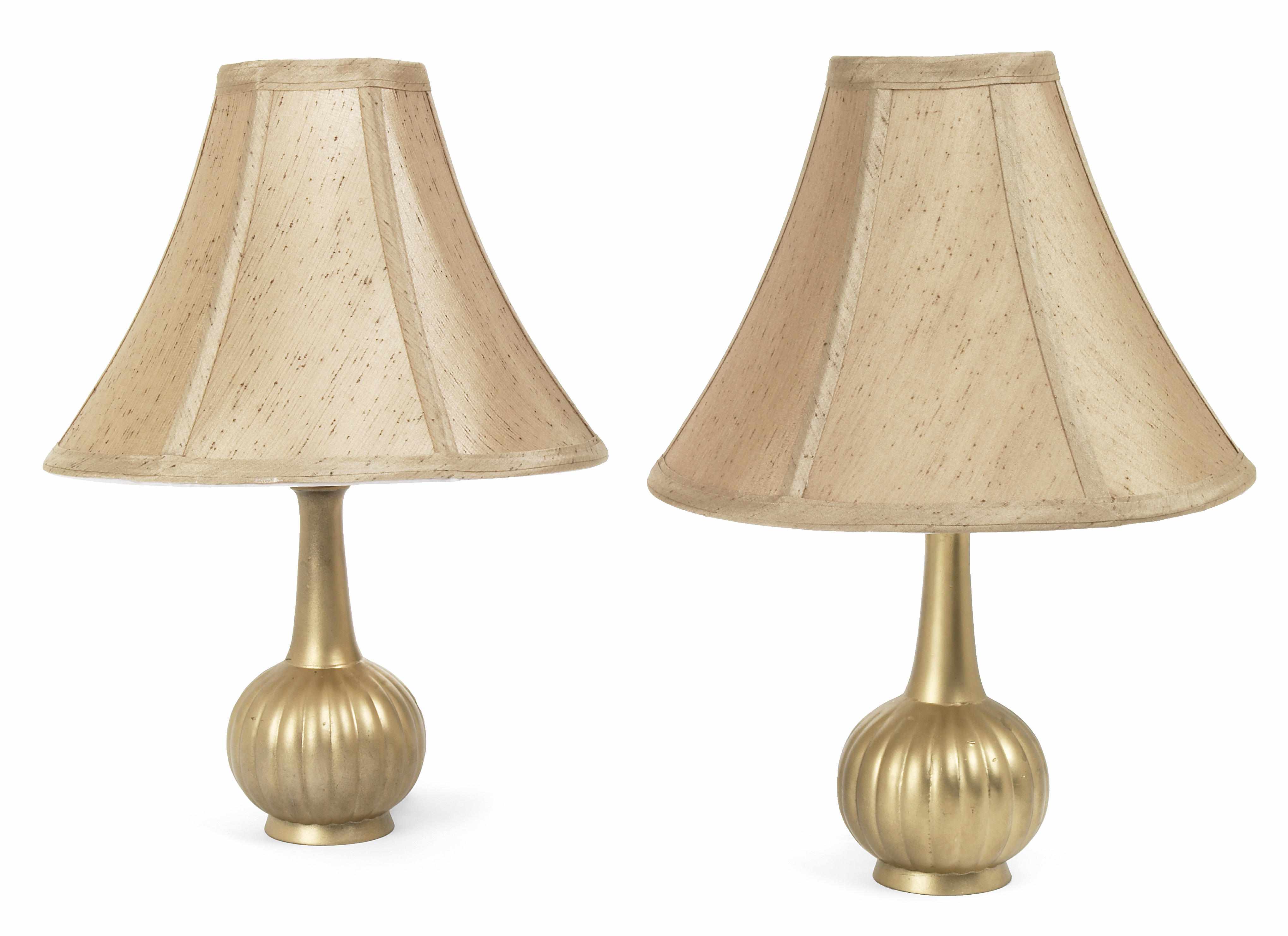 Appraisal: A pair of Just Andersen gilt diskometal table lamps one