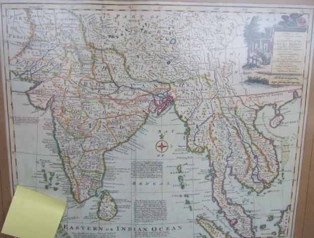 Appraisal: Emmanuel Bowen Map of India engraving with hand colouring cm