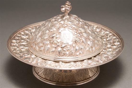 Appraisal: American repousse silver covered butter dish S Kirk Sons Baltimore