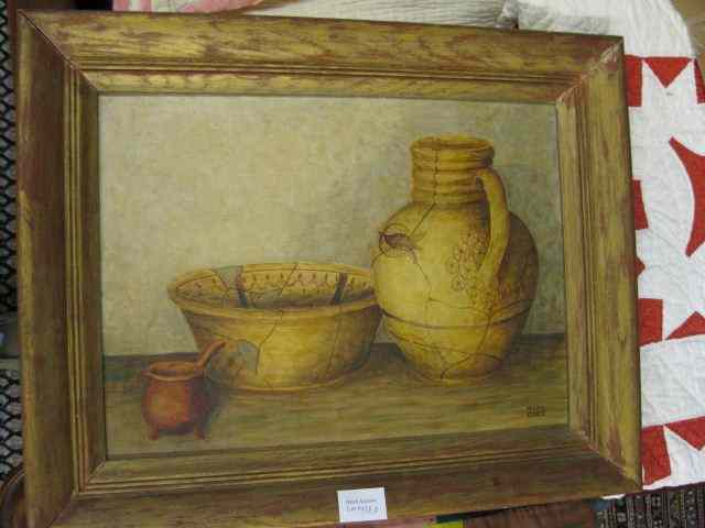 Appraisal: Mark O'Dea Oil ''Jamestown'' still life withpottery Woodstock Vermont artist