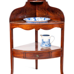 Appraisal: A George III Mahogany Corner Wash Stand with Basin and