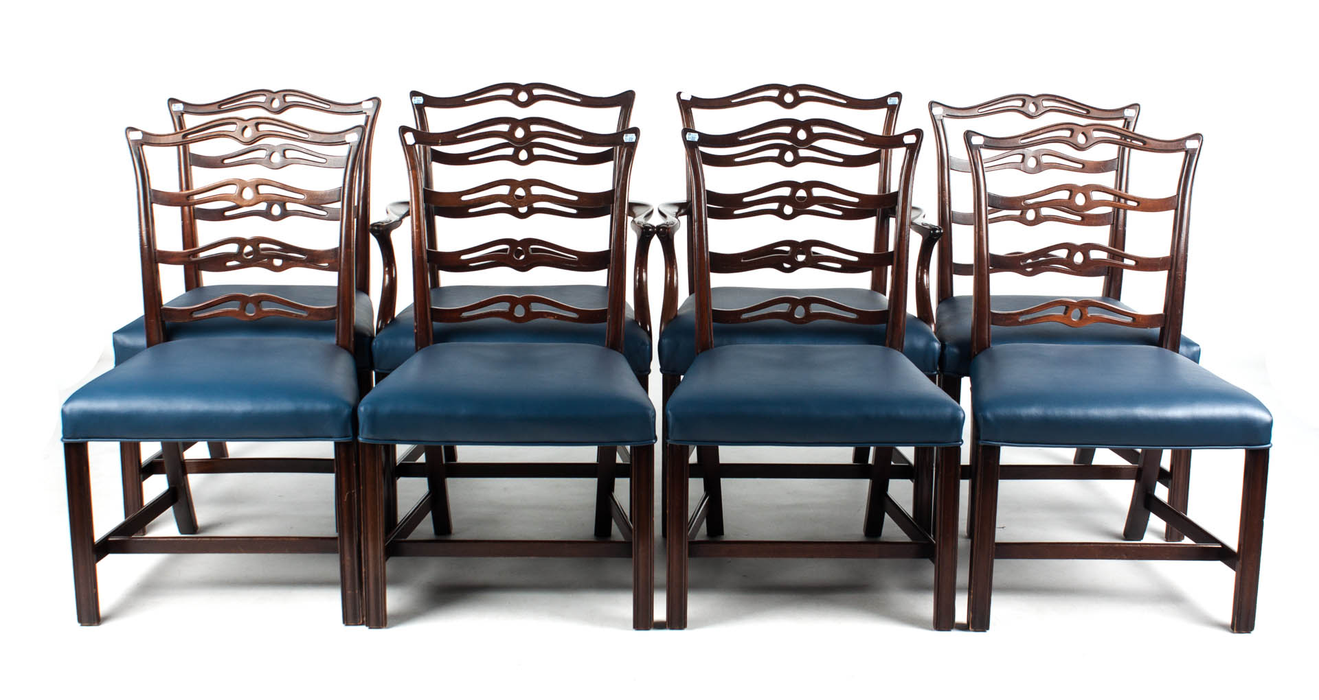 Appraisal: Eight Chippendale style dining chairs comprising two arms and six