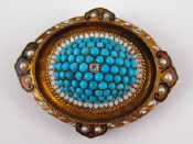 Appraisal: A Victorian yellow metal tests carat gold turquoise diamond seed