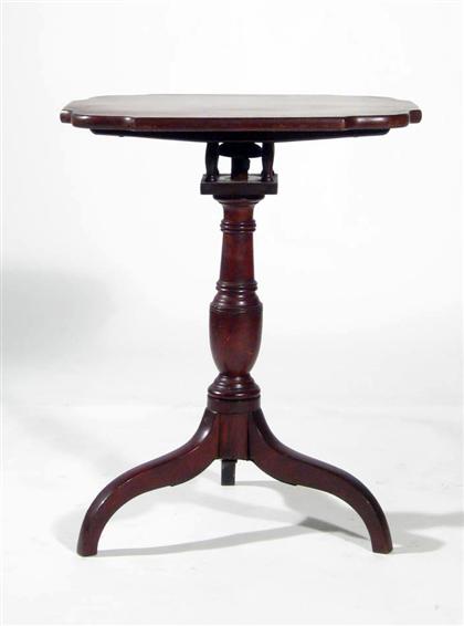 Appraisal: Federal cherry candlestand Shaped top over birdcage ring-turned vasiform support