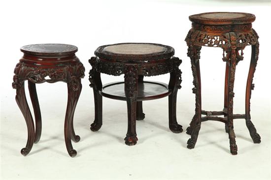 Appraisal: THREE FERN STANDS Asian th century teak ''h ''d and