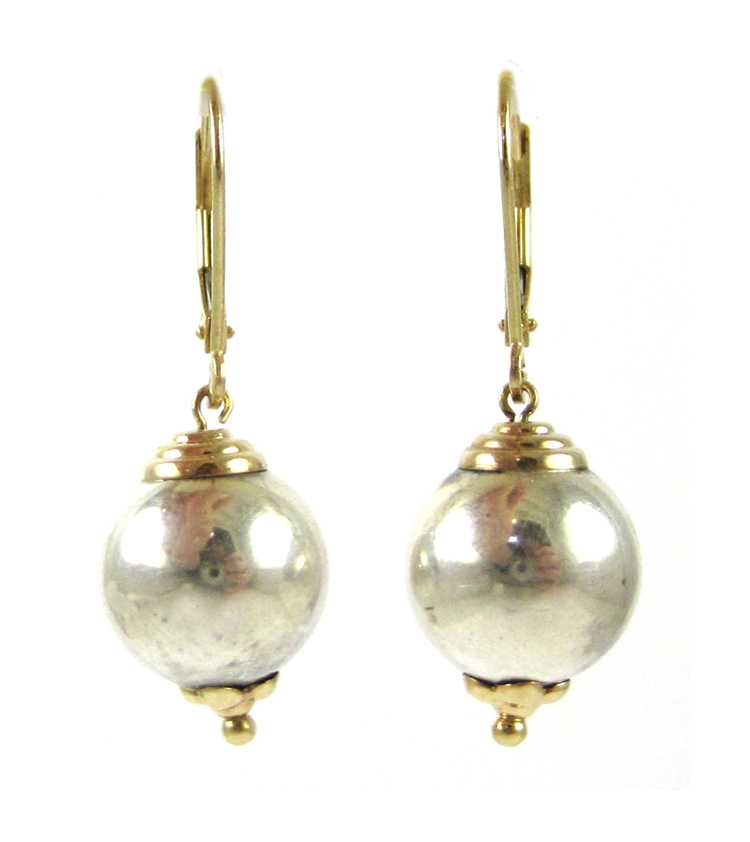 Appraisal: PAIR OF SILVER AND YELLOW GOLD EARRINGS by Peter Brams