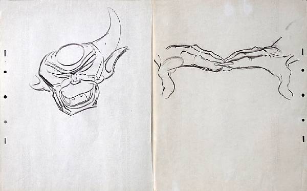 Appraisal: A collection of thirty-nine preliminary drawings of Chernabog from Fantasia