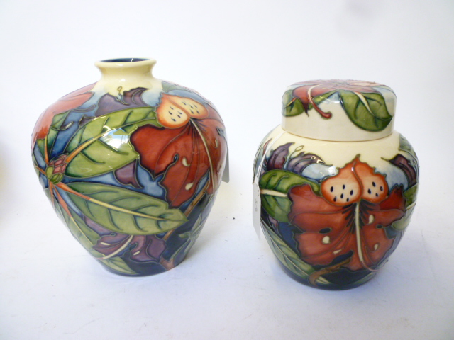 Appraisal: A MOORCROFT POTTERY VASE modern of ovoid form tube lined