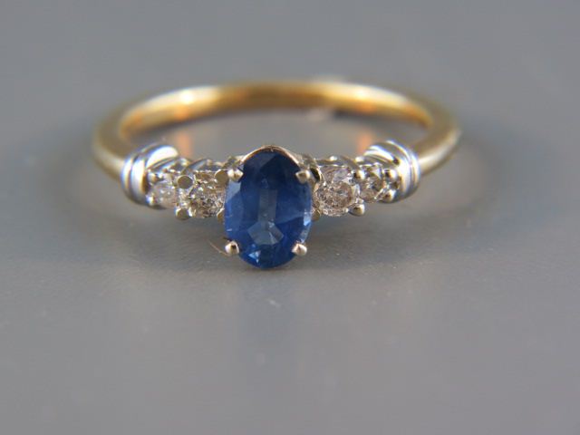 Appraisal: Sapphire Diamond Ring oval carat rich blue gem with two