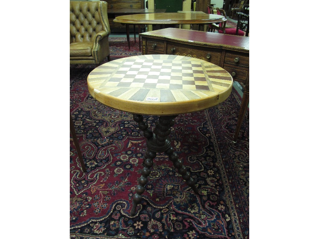 Appraisal: Late Victorian games table on bobbin twist supports