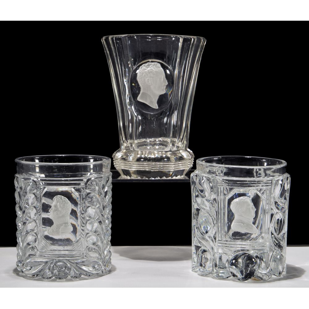 Appraisal: ATTRIBUTED TO BACCARAT SULPHIDE GLASS TUMBLERS items including various mold