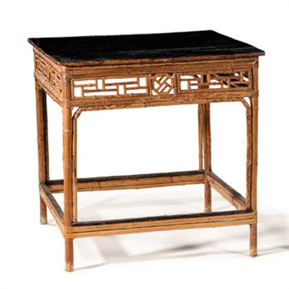 Appraisal: Chinese black lacquer and bamboo square table late qing dynasty