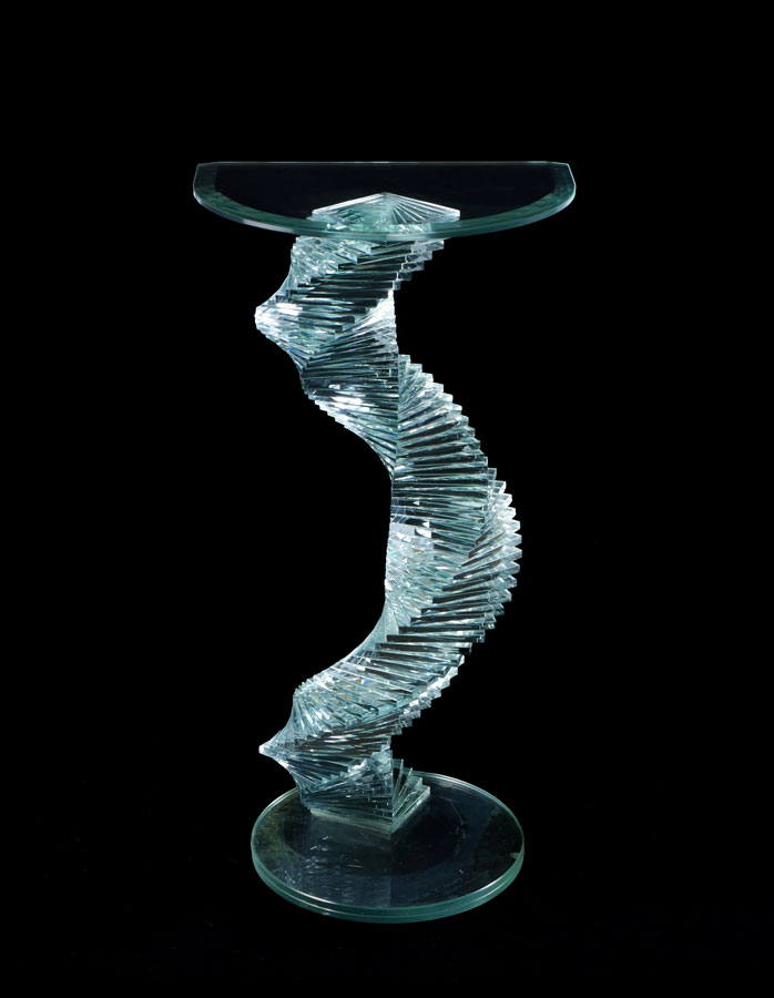 Appraisal: TALL CUSTOM GLASS PEDESTAL Twist pedestal support comprised of individual