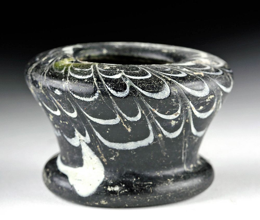 Appraisal: th C Islamic Ink Well Marbled Glass Originally Listed At