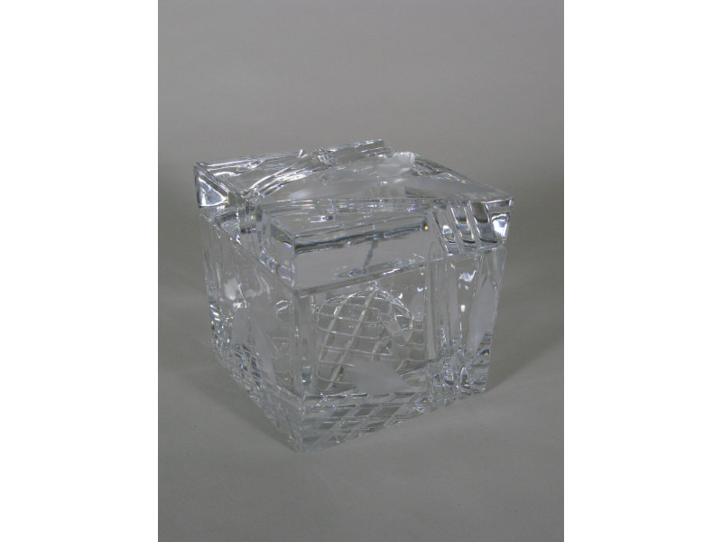 Appraisal: Cut Crystal Dresser Box lidded form with cut leaves and