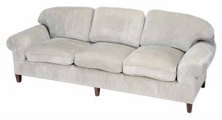 Appraisal: Contemporary Overstuffed Upholstered Sofa pale blue green cut velvet upholstery