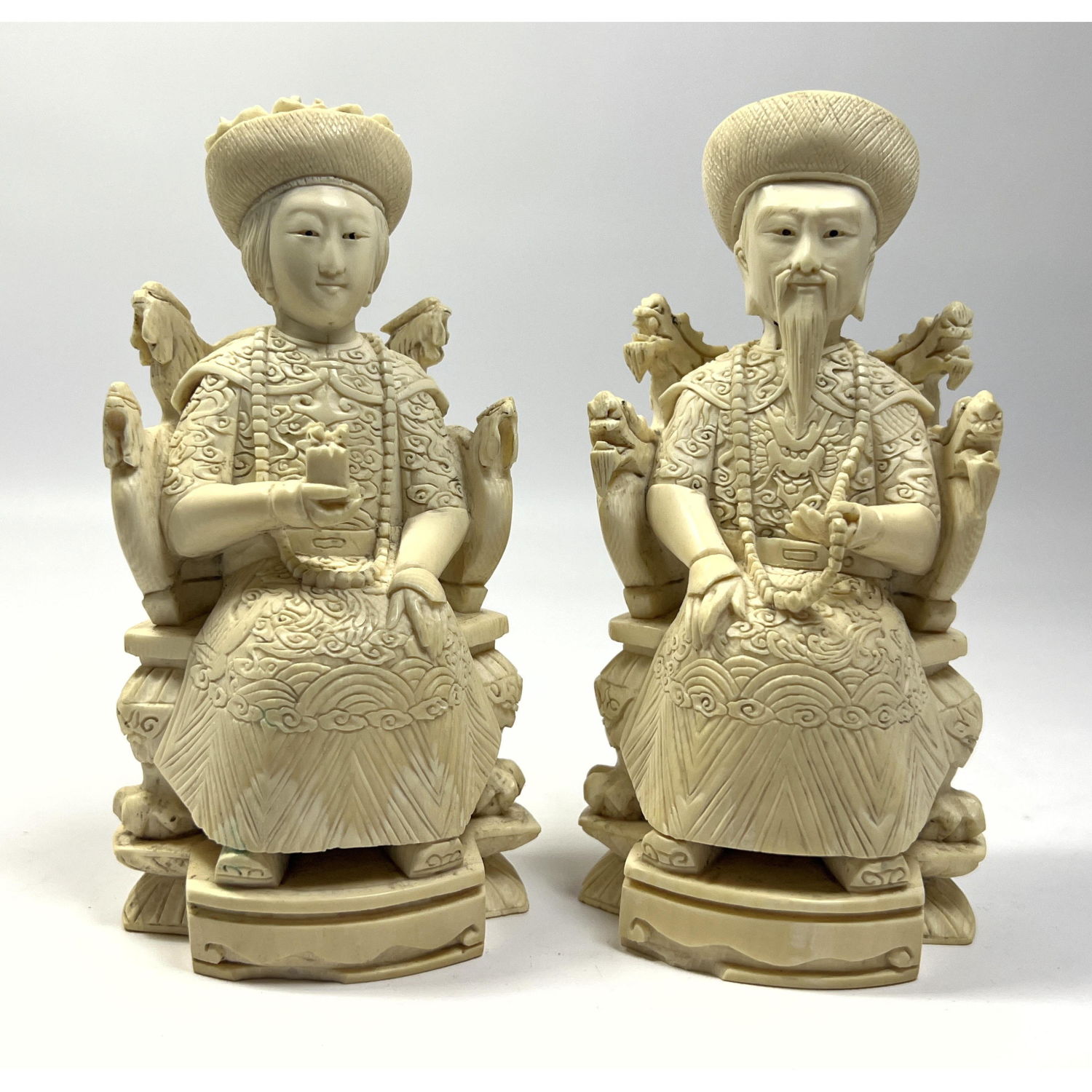 Appraisal: Pair Chinese Carved Figure sculptures King and Queen Immortals Dimensions