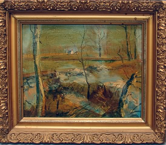 Appraisal: Landscape oil on masonite x SLC W E Baum short