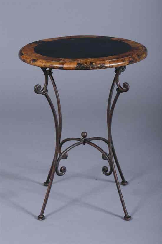 Appraisal: CONTEMPORARY CAST-METAL MARBLE-TOP SIDE TABLE Round marble top having faux