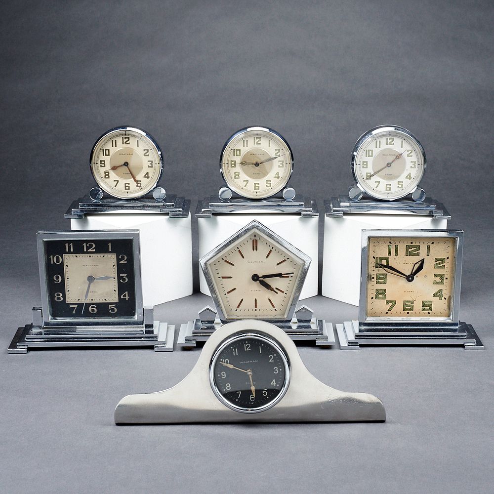 Appraisal: Grp Waltham Desk Clocks Clock Parts Group of seven Waltham