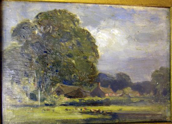 Appraisal: A E Davies oil on board landscape entitled 'Burlington village