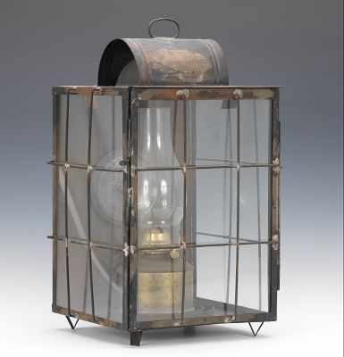 Appraisal: A Large Street or Barn Lantern Large galvanized steel lantern