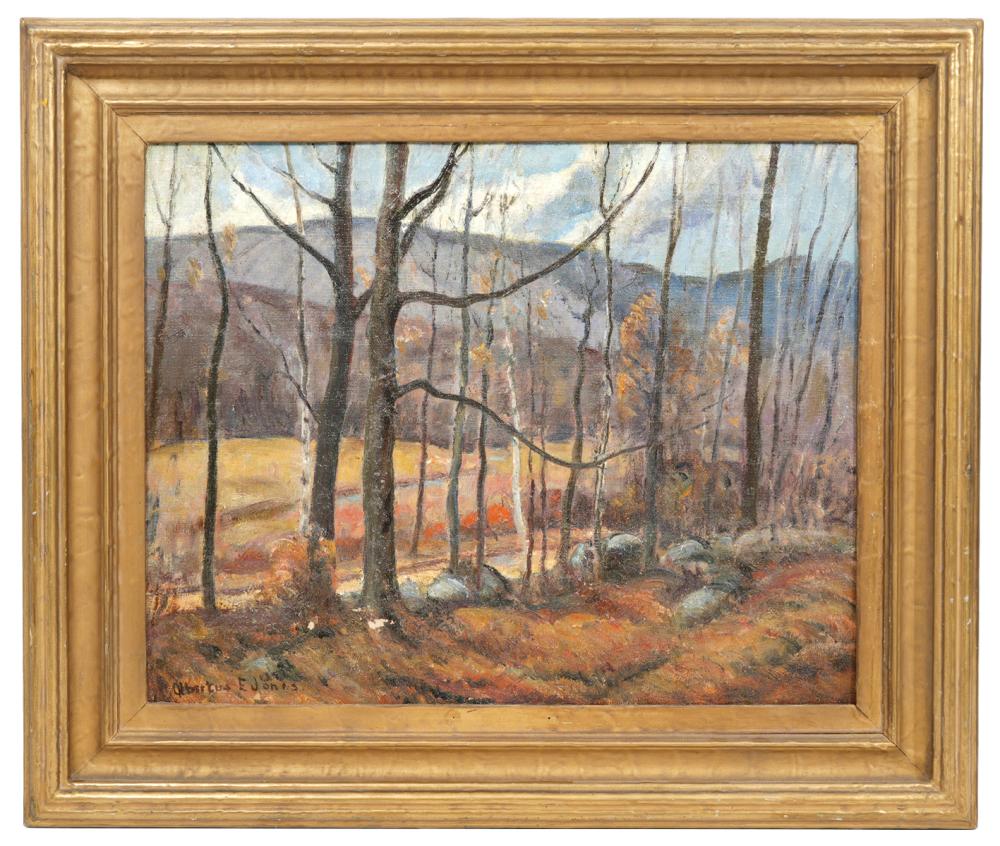 Appraisal: Albertus E Jones American - Oil on canvas landscape scene