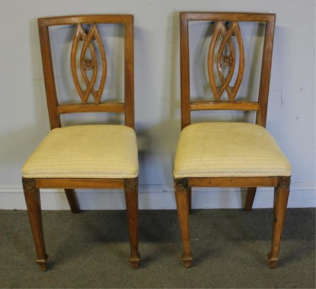 Appraisal: Pair of Antique Continental Fruitwood Chairs From a New Milford