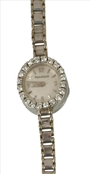 Appraisal: Jaeger LeCoultre lady's carat white gold bracelet wristwatch circa the