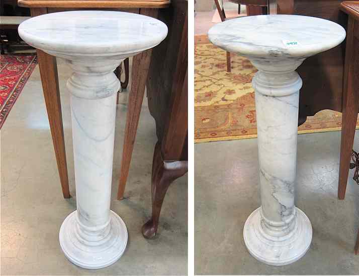 Appraisal: PAIR OF CARRARA MARBLE PEDESTALS both of white marble with