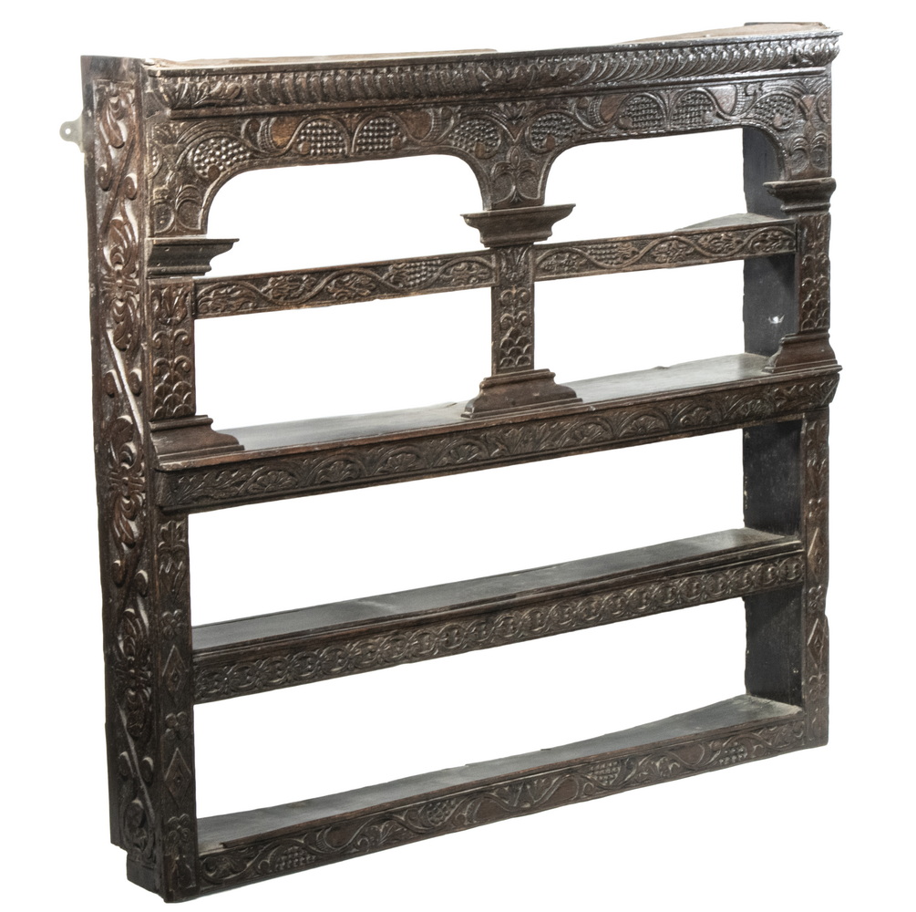 Appraisal: ENGLISH OAK HANGING SHELF UNIT Mid- th c Wall Hanging