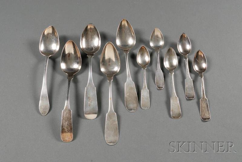 Appraisal: Ten Coin Silver Spoons America late th to early th