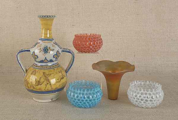 Appraisal: Miscellaneous glass and pottery to include Steuben opalescent etc tallest