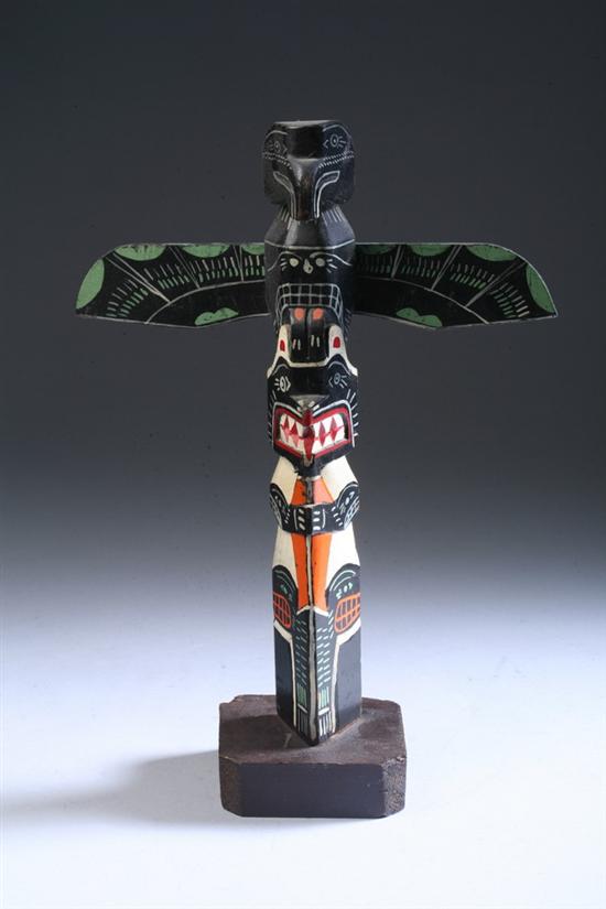 Appraisal: NORTHWEST PACIFIC COAST CARVED AND POLYCHROME PAINTED TOTEM POLE Circa