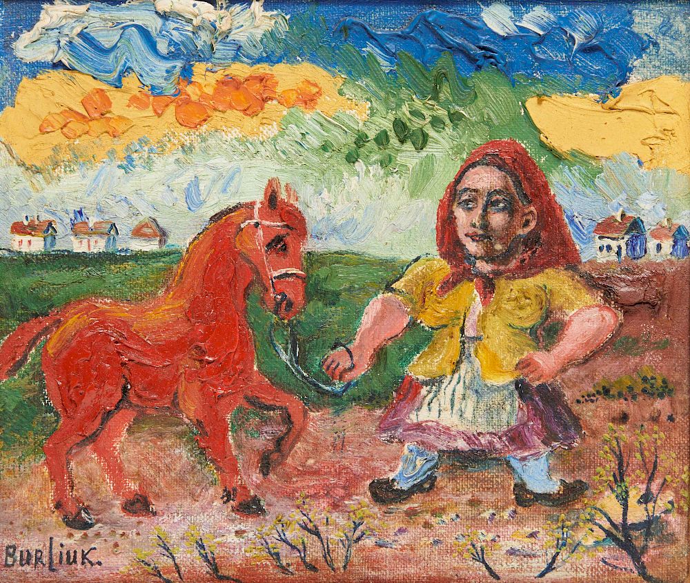 Appraisal: DAVID DAVIDOVICH BURLIUK Russian American - Peasant Woman and Horse