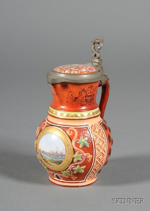 Appraisal: Nymphenburg Porcelain Topographic Jug Germany th century polychrome enameled and