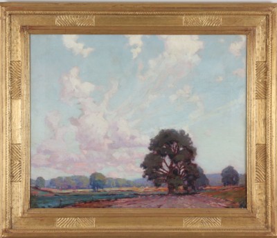 Appraisal: with tree and clouds oil on canvas signed and dated