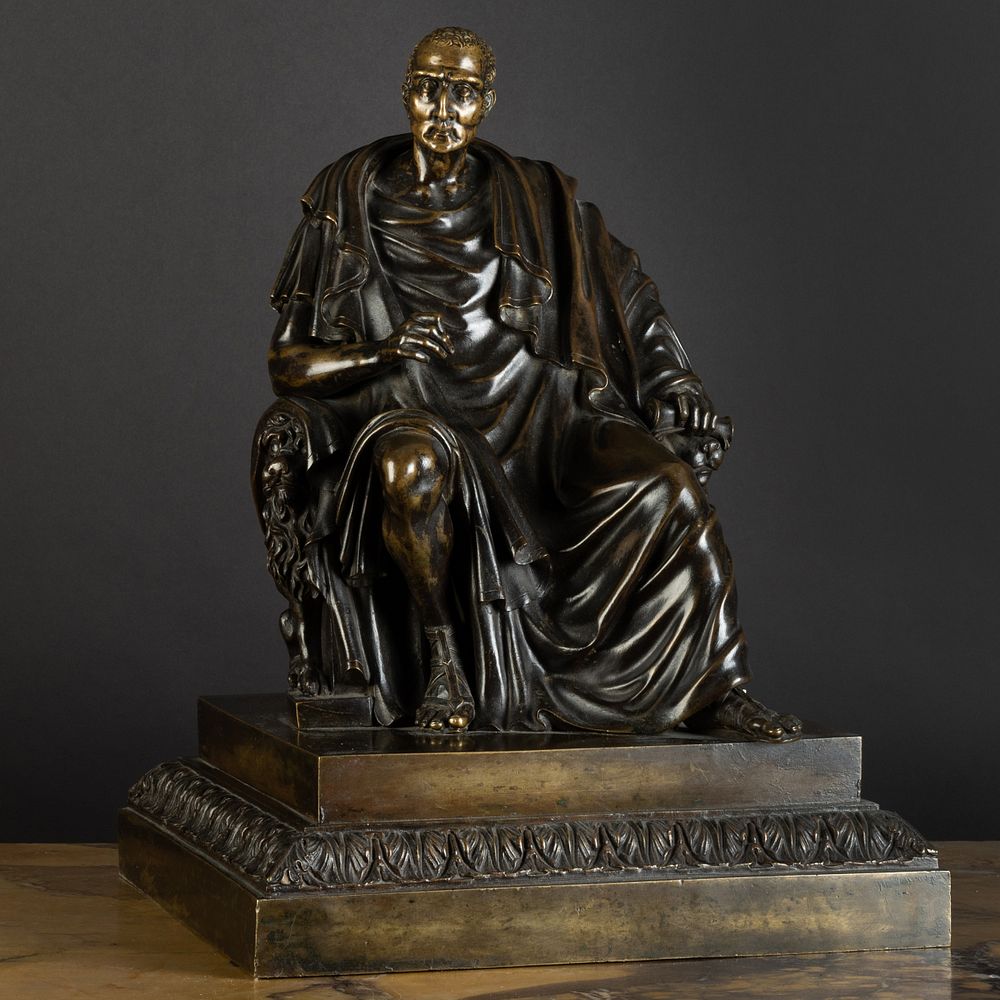 Appraisal: Bronze Figure of a Seated Duke of Wellington Dressed in