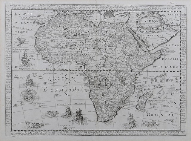 Appraisal: PETRUS BERTIUS'Carte de L'Afrique' with French text to margins double