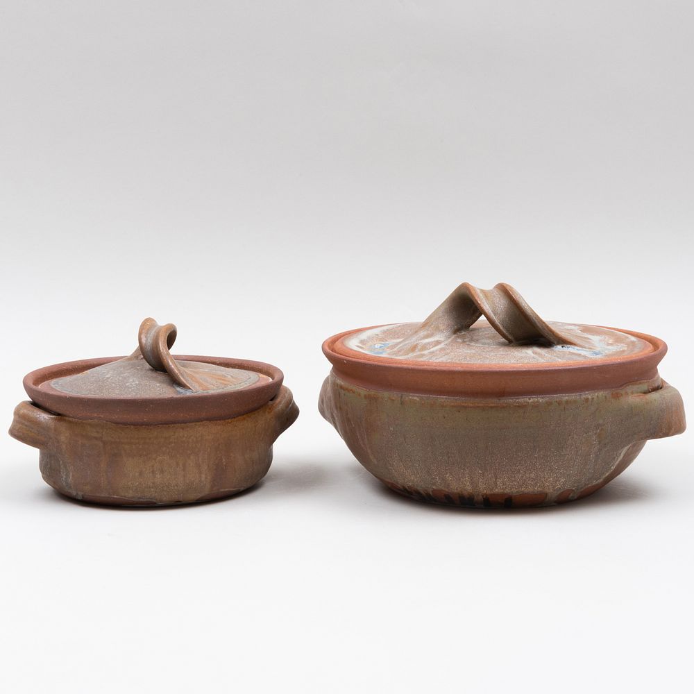 Appraisal: Two Karen Karnes Glazed Earthenware Tureens and Covers Impressed monogram