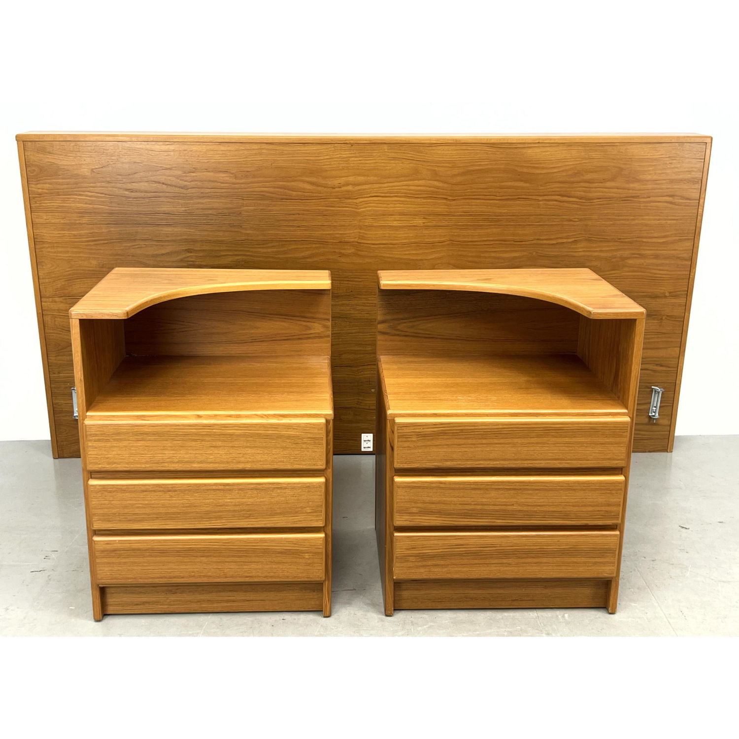 Appraisal: pc QUALITY Canadian Modern Teak Night Stands Headboard Night Stands