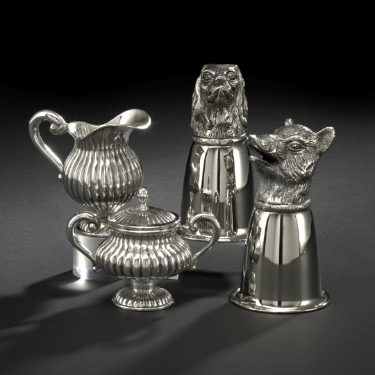 Appraisal: Italian Silver Creamer and Sugar Bowl - by Achille Prospero