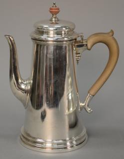 Appraisal: James Robinson English silver lighthouse teapot with wood handle and