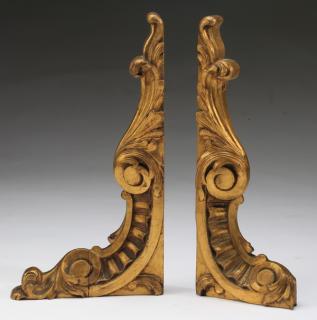 Appraisal: th c Rococo style gilt wood brackets h Pair of