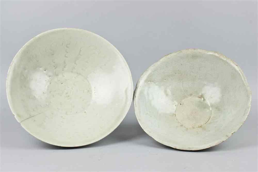 Appraisal: TWO CHINESE DING WARE OPEN BOWLS WITH UNDERGLAZE INCISED DECORATION