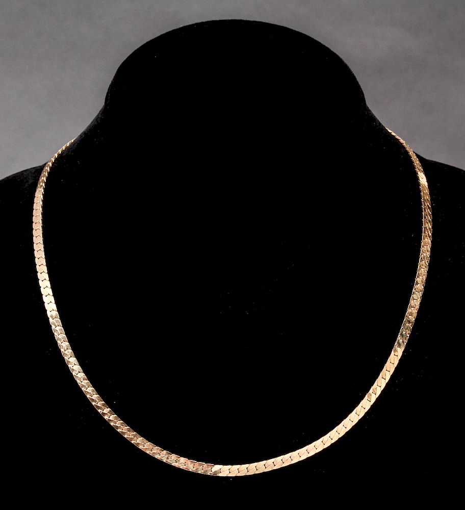 Appraisal: Italian K Yellow Gold Herringbone Necklace Italian K yellow gold